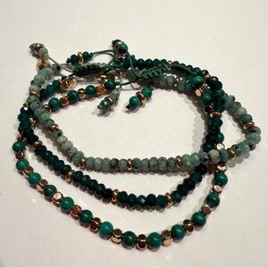 Lola Rose London Set of 3 Green Gemstone Bracelets - Malachite & Aventurine